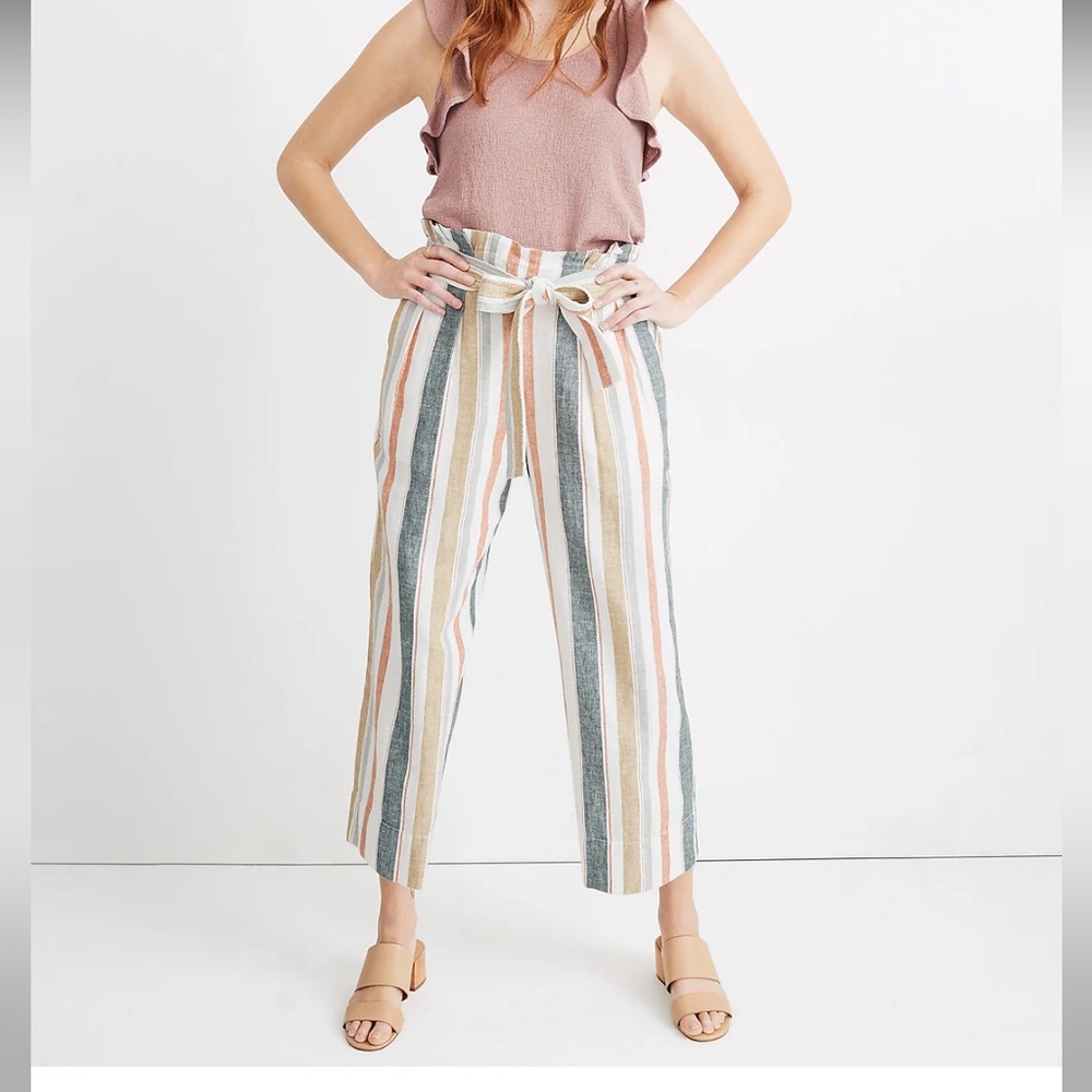 Madewell Striped High-Waisted linen Pants - Multicolor medium